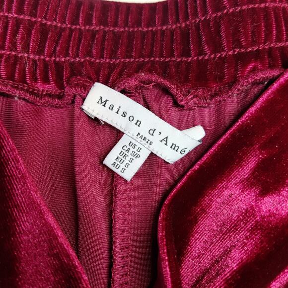 Anthropologie Maison d' Amelie Red Velvet Pull On High Rise Lounge Pants Small - Picture 7 of 12